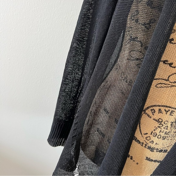 Eileen‎ Fisher Long-Sleeve Black Sheer Knit Cardigan - Picture 2 of 9